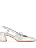 Santoni metallic slingback heels - Silver