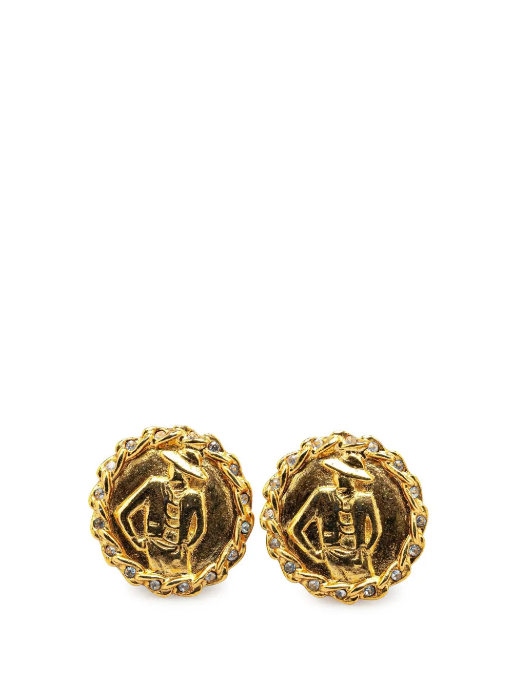 CHANEL Pre-Owned 1970-1980 Gold Plated Mademoiselle Clip On Earrings costume earrings | Gold | Image 1