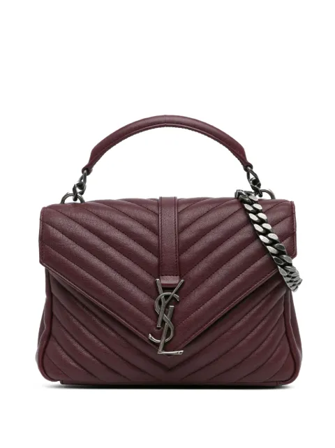 Saint Laurent Pre-Owned bolsa satchel Medium Monogram Chevron Sheepskin College Bag 2016