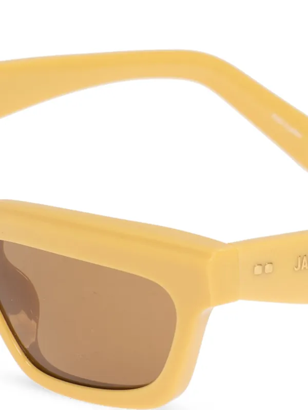 Jacquemus Cream Yellow Rectangular Sunglasses Sleek, minimalist, and unmistakably cool — these Jacquemus  main image 2