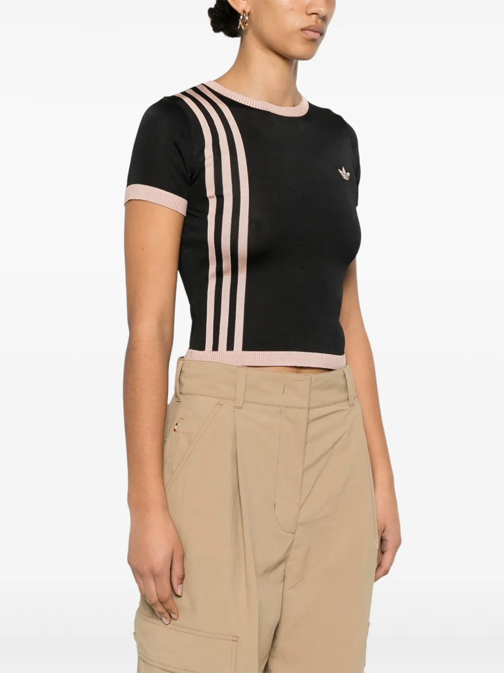 adidas 3-Stripes gebreid T-shirt Zwart