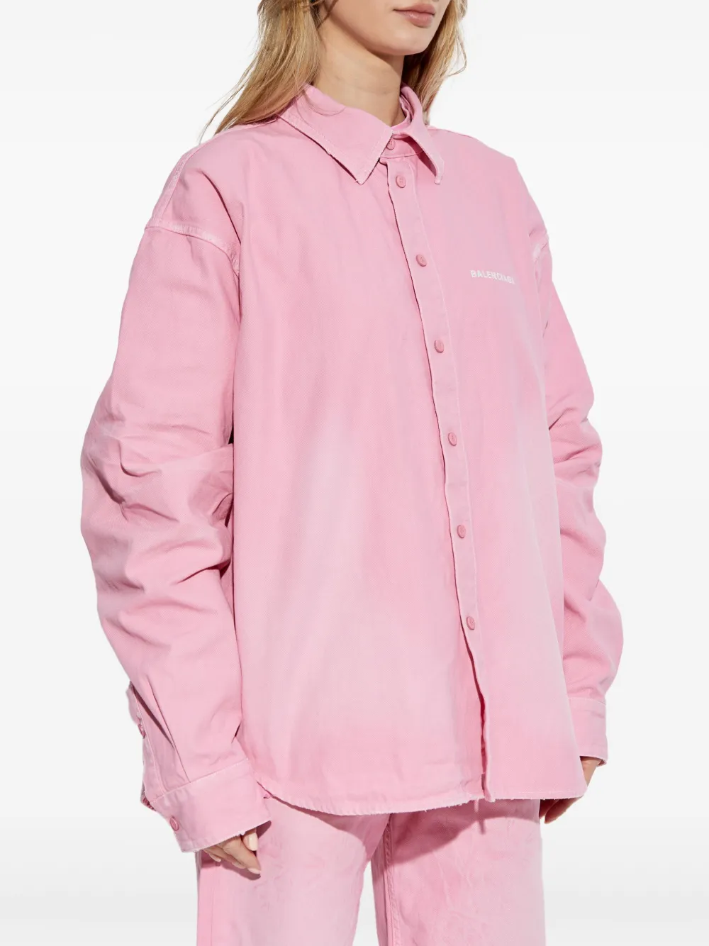 Balenciaga logo-embroidered Shirt | Pink | FARFETCH JO