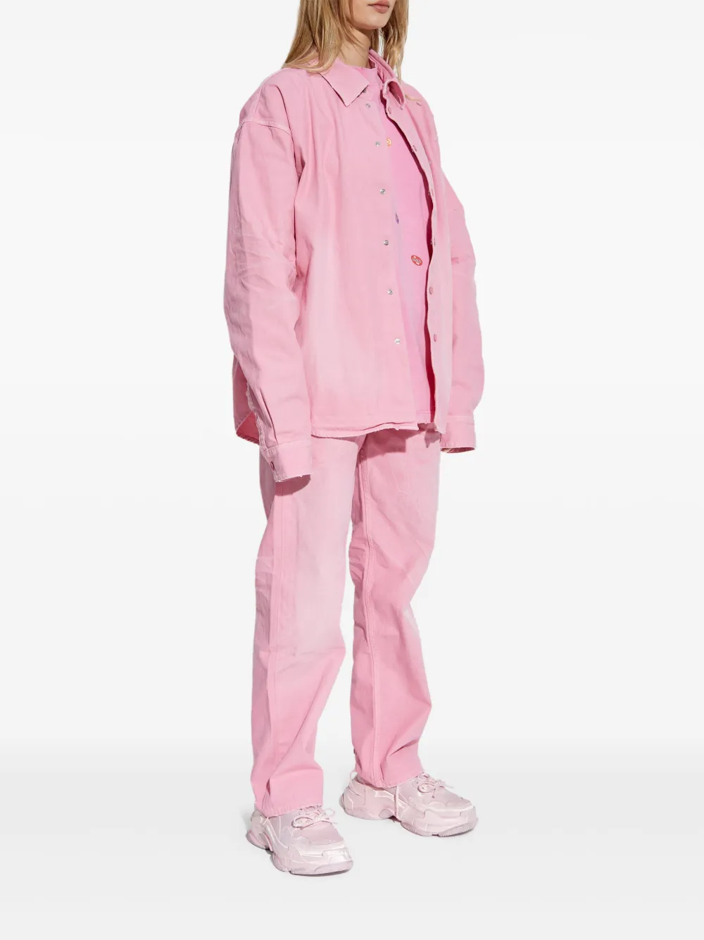 Balenciaga logo-embroidered shirt - Roze