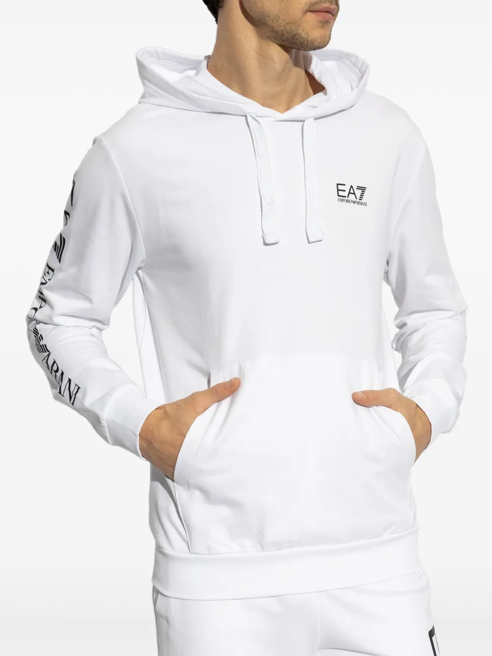 Ea7 Emporio Armani logo-print hoodie - Wit