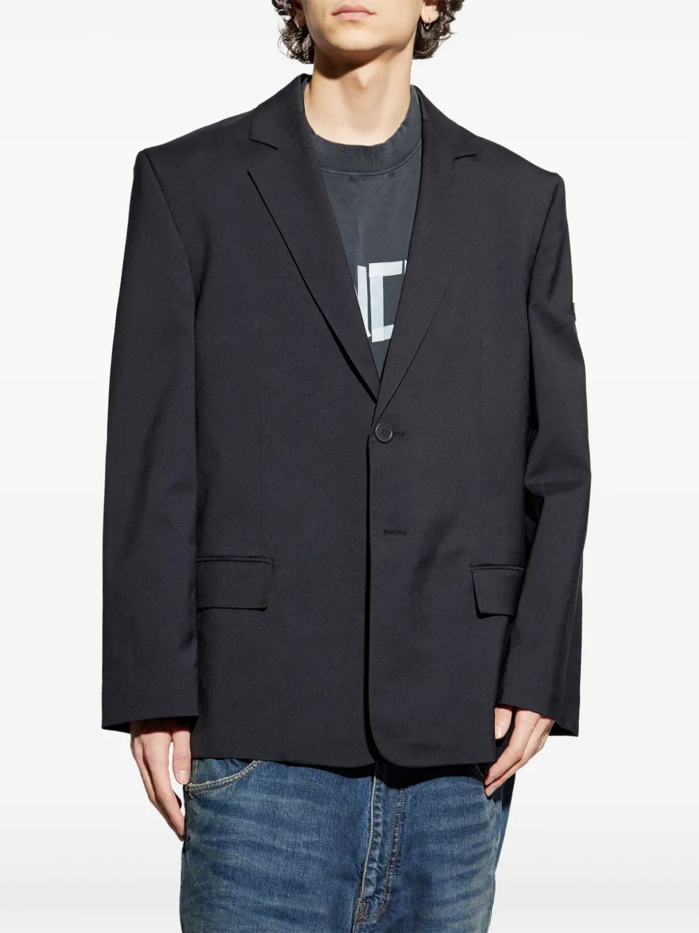 Balenciaga Blazer met enkele rij knopen Zwart