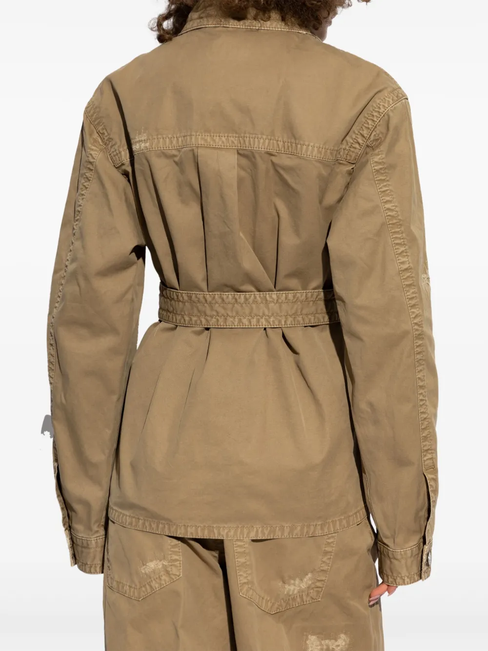 Shop Dsquared2 Belted Overshirt In Neutrals