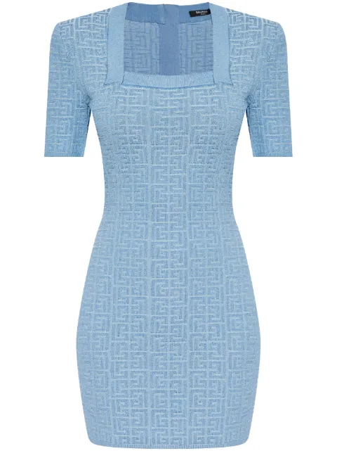 Balmain vestido corto con motivo BB en jacquard