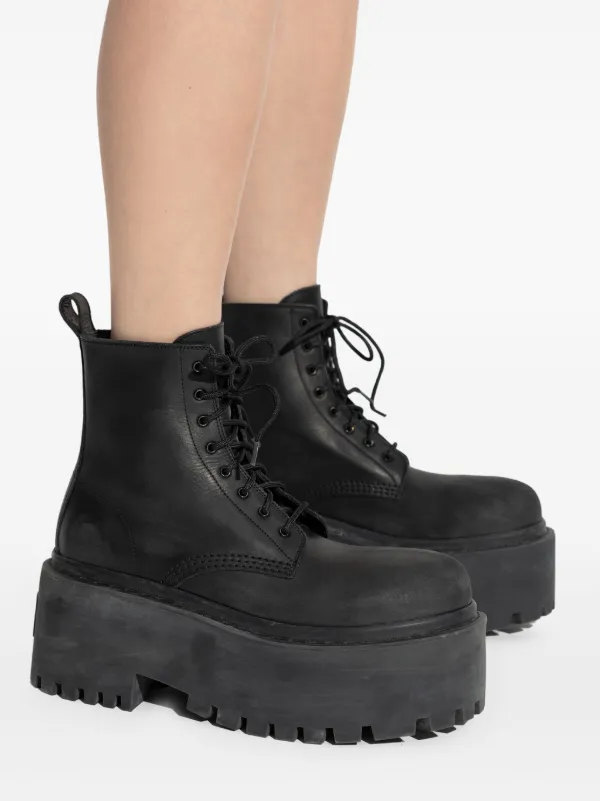 Balenciaga★素敵！ブラックレザー&スエードスカート Balenciaga 80mm Strike Leather Combat Boots | Black | FARFETCH