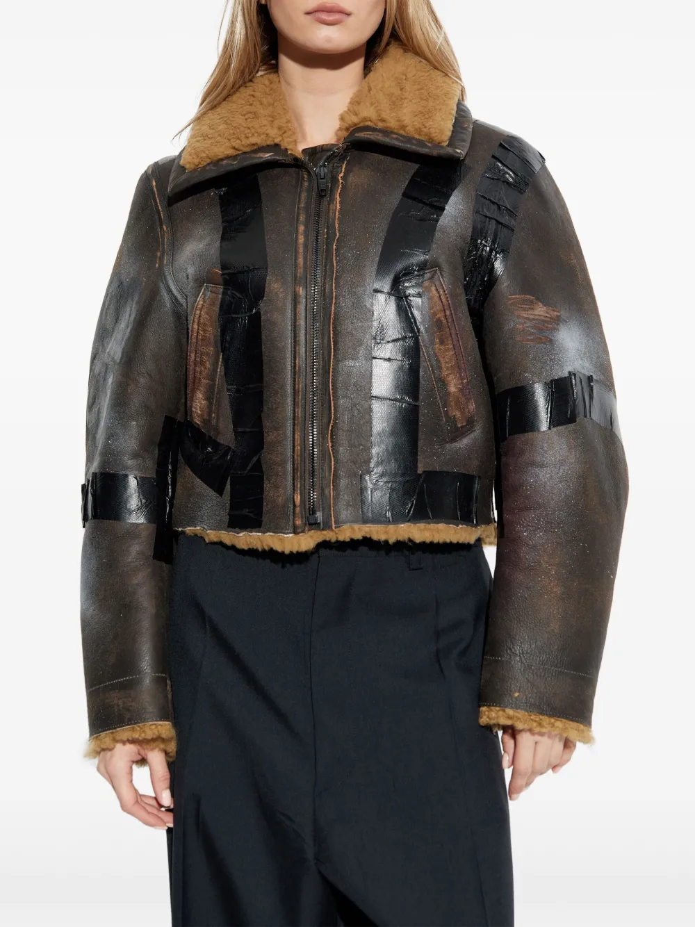 Balenciaga Leren jack Bruin