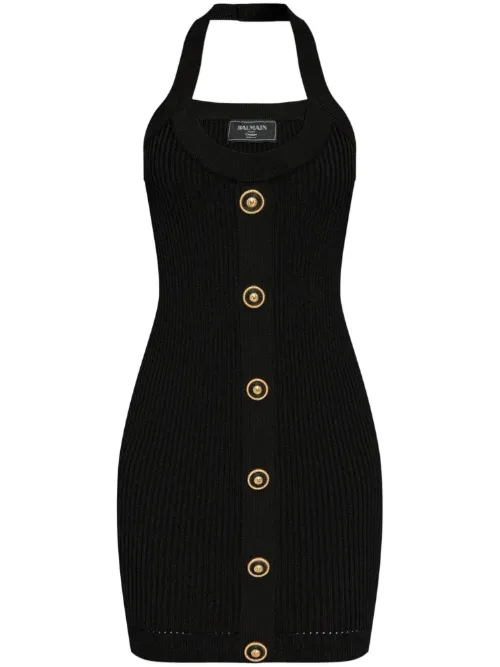 Robe courte en maille nervurée - Balmain - Modalova