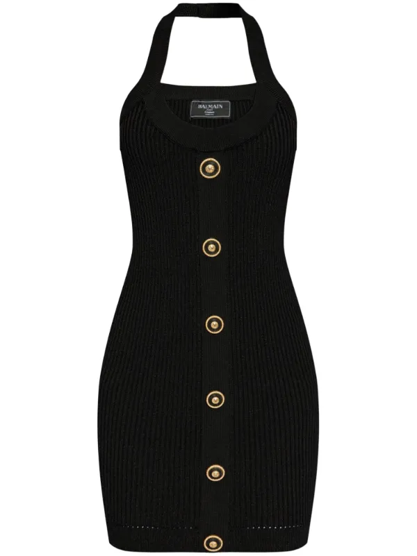 second hand black tie dresses Balmain Halter Neck Mini Dress  Runway Catalog