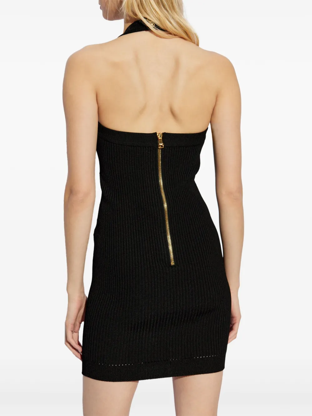 Balmain Geribbelde mini-jurk Zwart