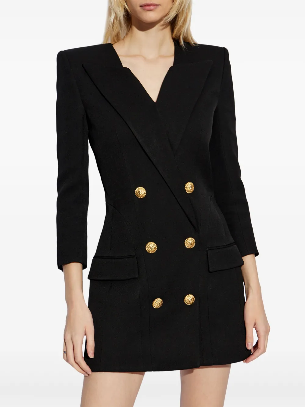 Balmain Mini-jurk met gegraveerd logo Zwart