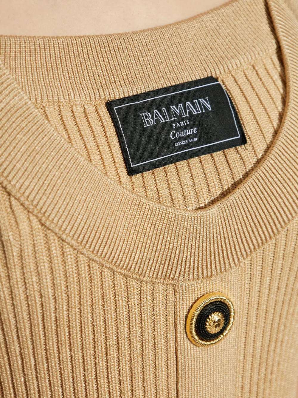 Balmain Geribbelde mini-jurk Beige
