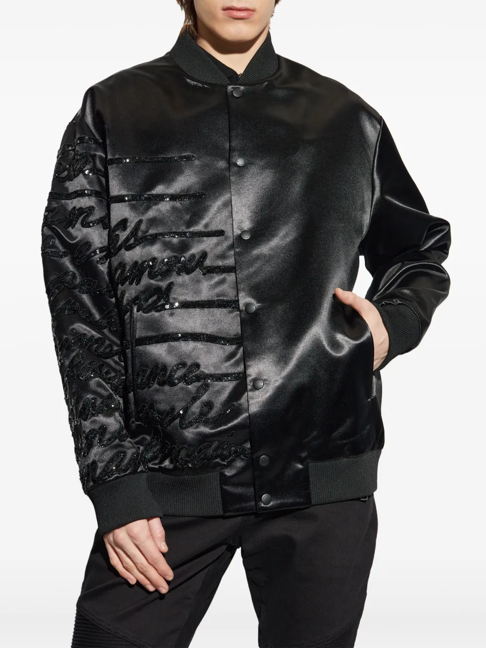 BALMAIN MONOGRAMMED BOMBER JACKET