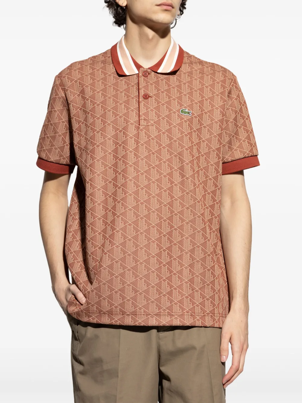 Lacoste Poloshirt met monogram Oranje