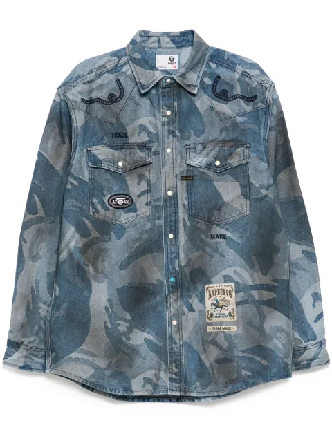 AAPE BY *A BATHING APE® moonface jacquard camo denim shirt