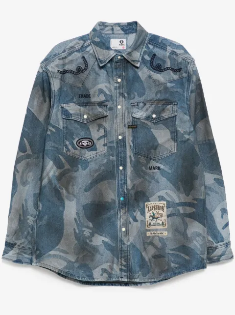 AAPE BY *A BATHING APE® moonface jacquard camo denim shirt