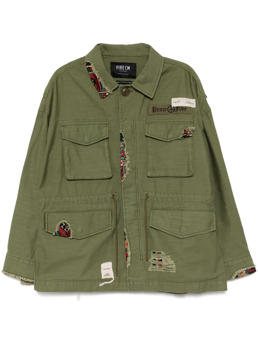 FIVE CM logo-patch military jacket | Green | Image 1