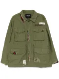 FIVE CM logo-patch military jacket - Green