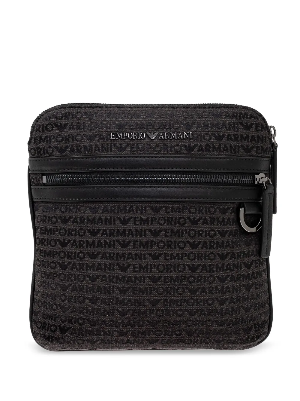 Emporio Armani all-over lettering messenger bag | Grey | Image 1