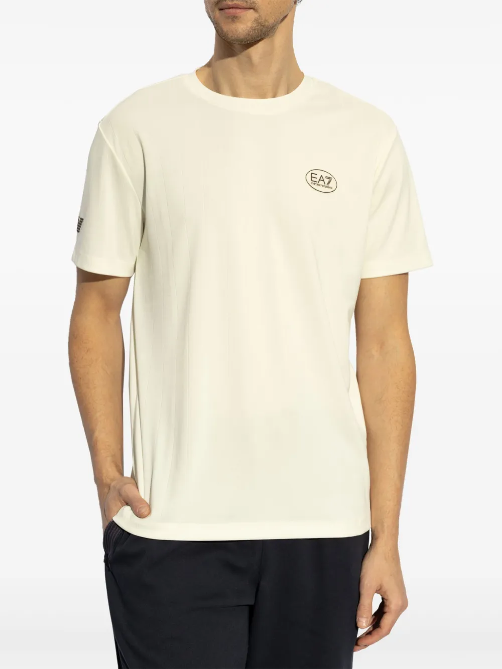 Ea7 Emporio Armani T-shirt met logopatch Beige