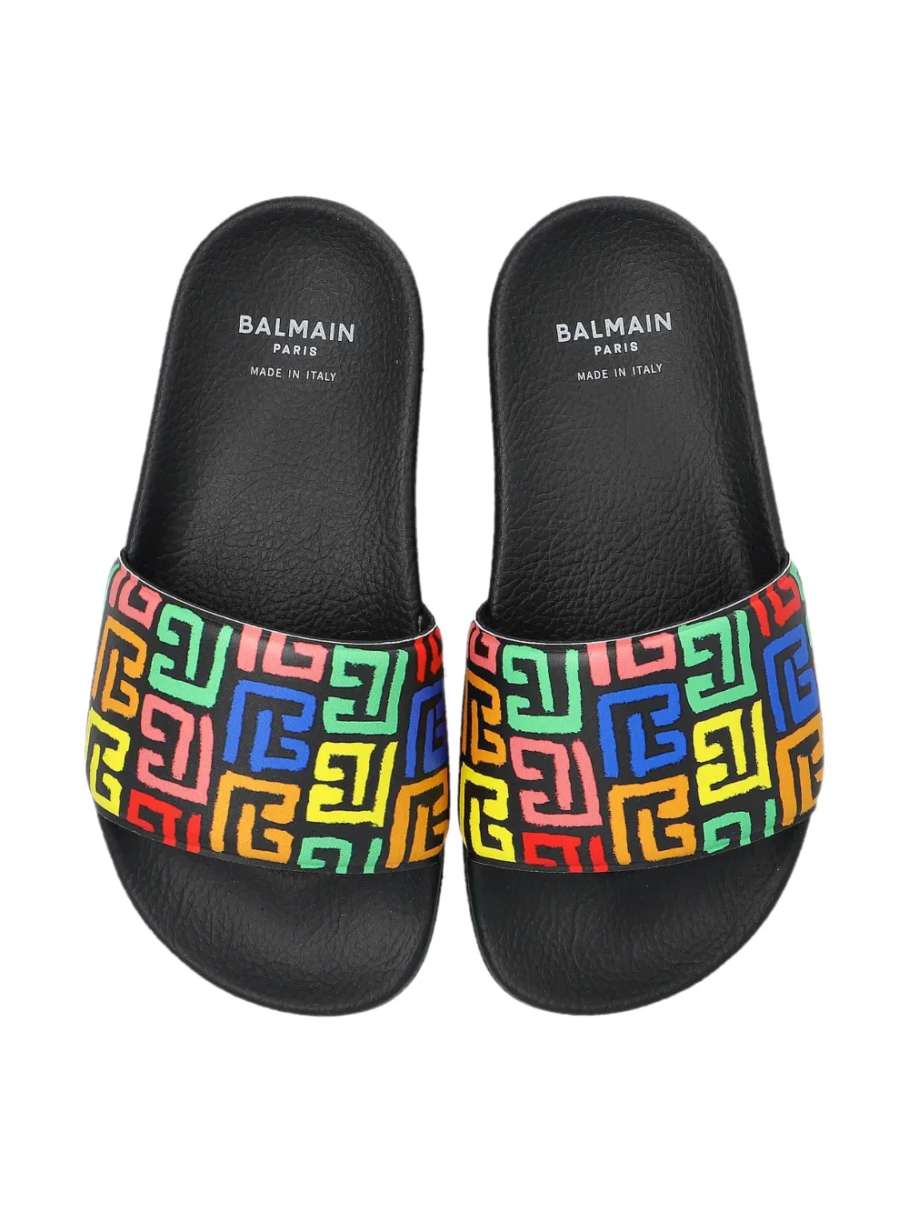 Balmain Kids monogram slides Black