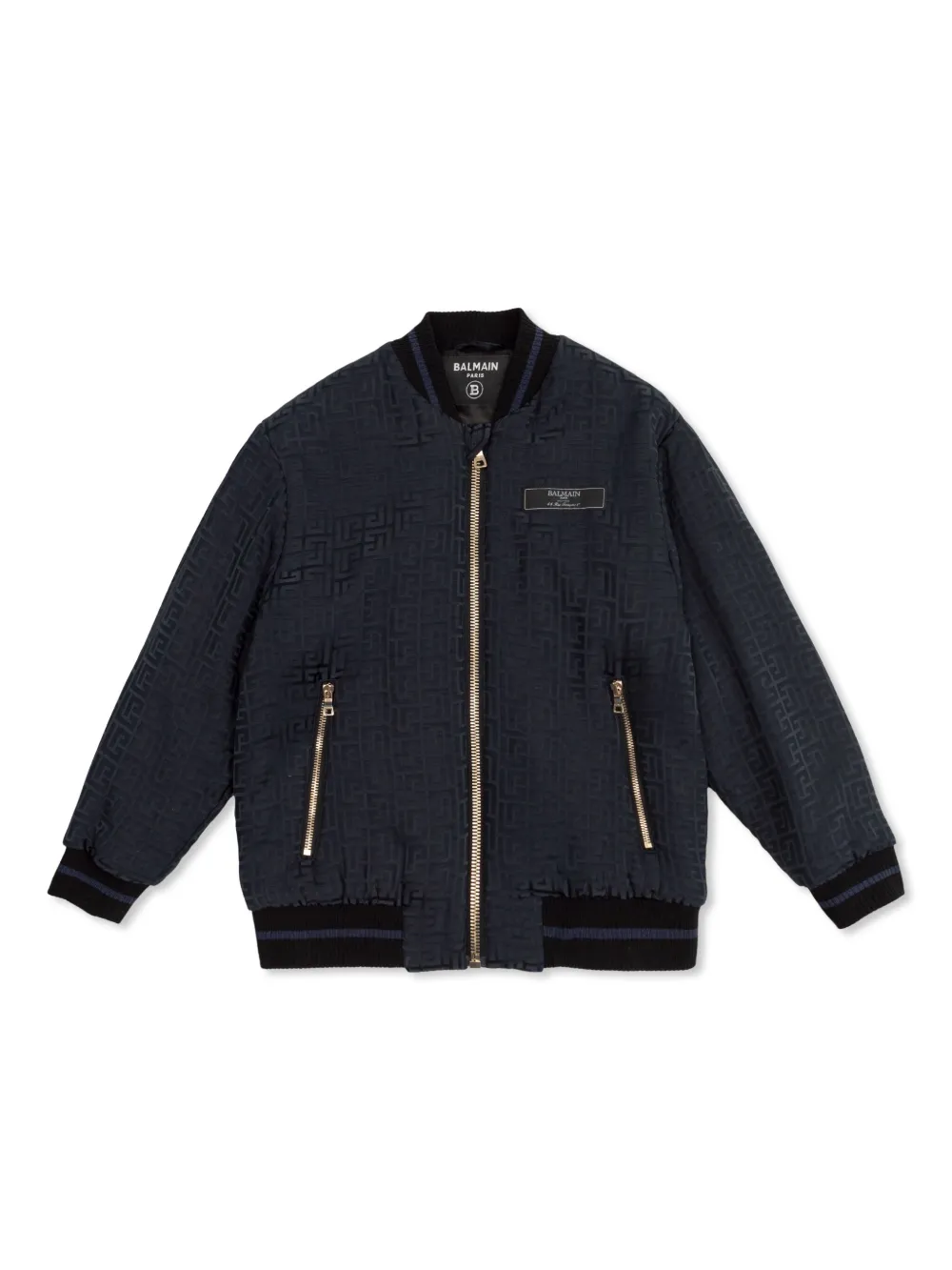 Balmain Kids Bomberjack met monogram jacquard Blauw