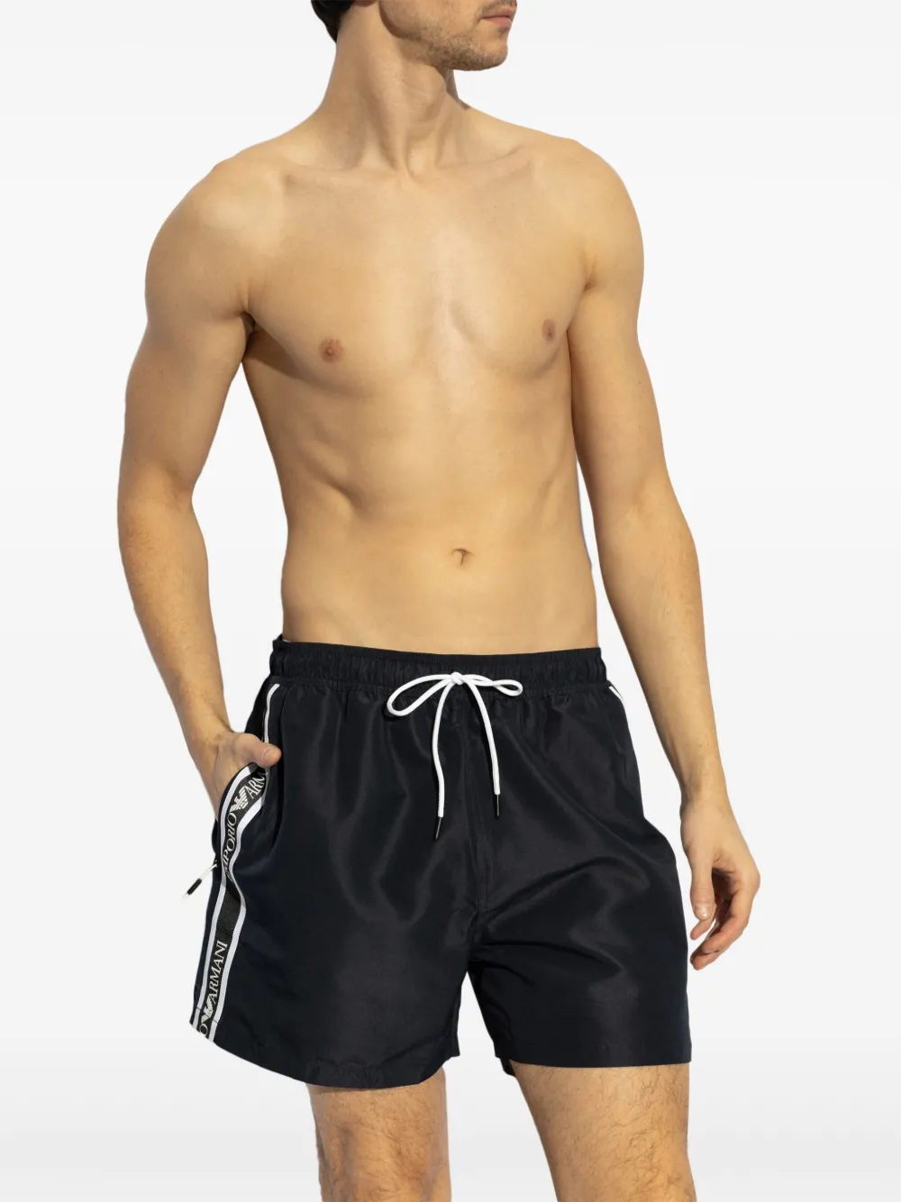 Emporio Armani logo-print swim shorts - Zwart