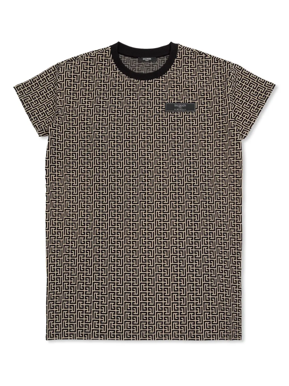 BALMAIN MONOGRAM-JACQUARD T-SHIRT DRESS 