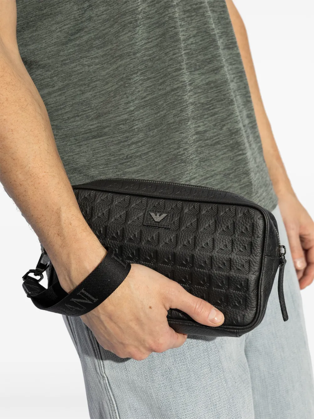 Emporio Armani logo clutch bag - Zwart