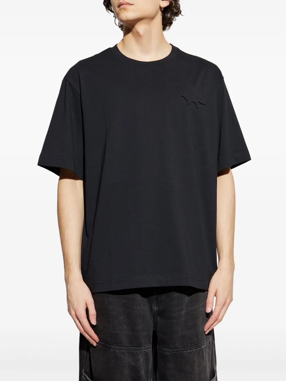 Maison Kitsuné T-shirt met Profile Fox-reliëf Zwart