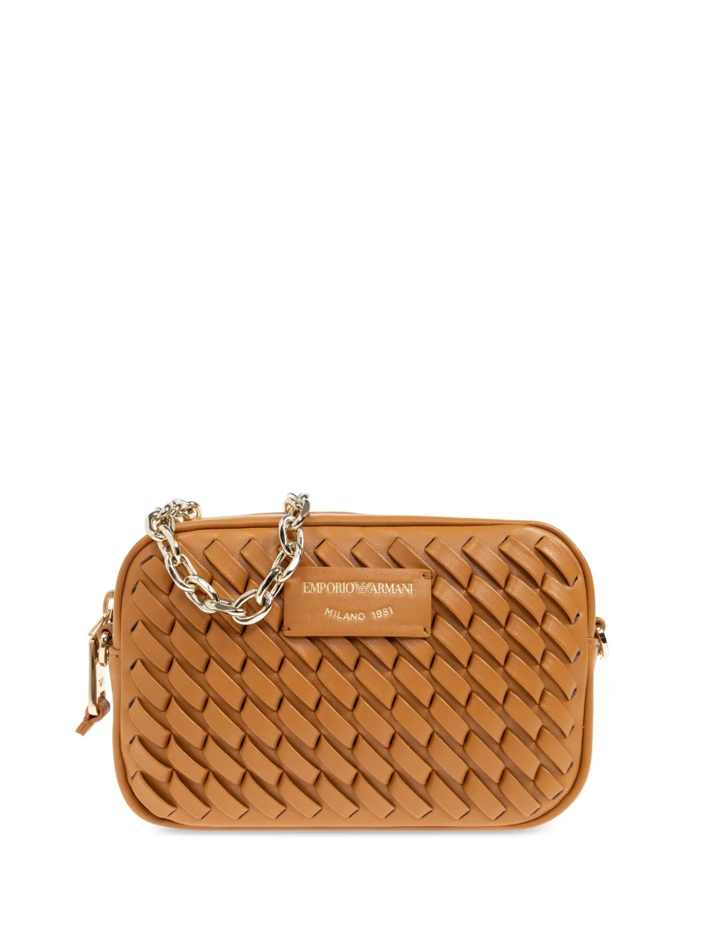 Emporio Armani Leren schoudertas Bruin