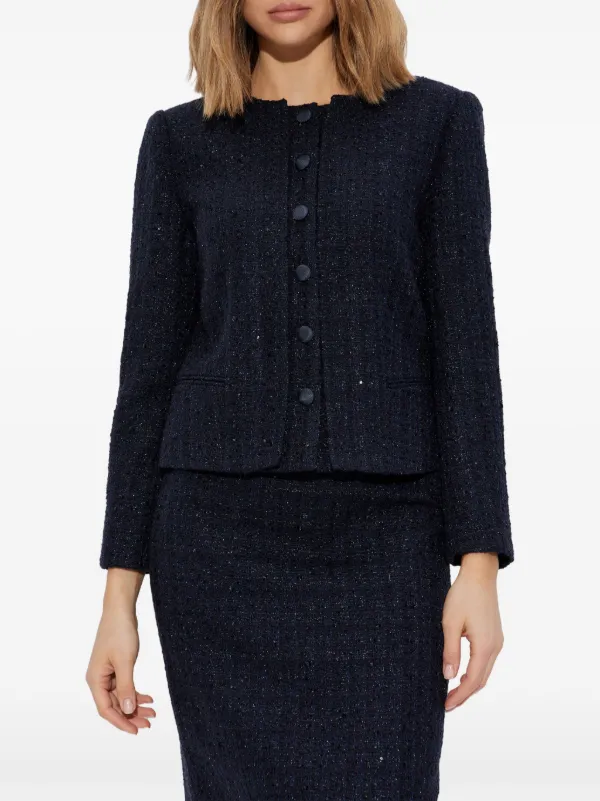 Emporio Armani Tweed Jacket | Blue | FARFETCH Emporio Armani Tweed Jacket | Blue | FARFETCH
