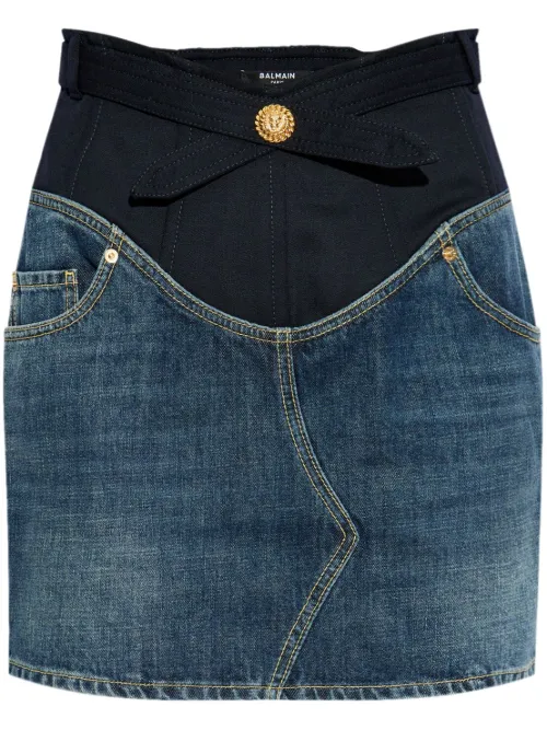 Balmain minijupe en jean - Bleu - Balmain - Modalova