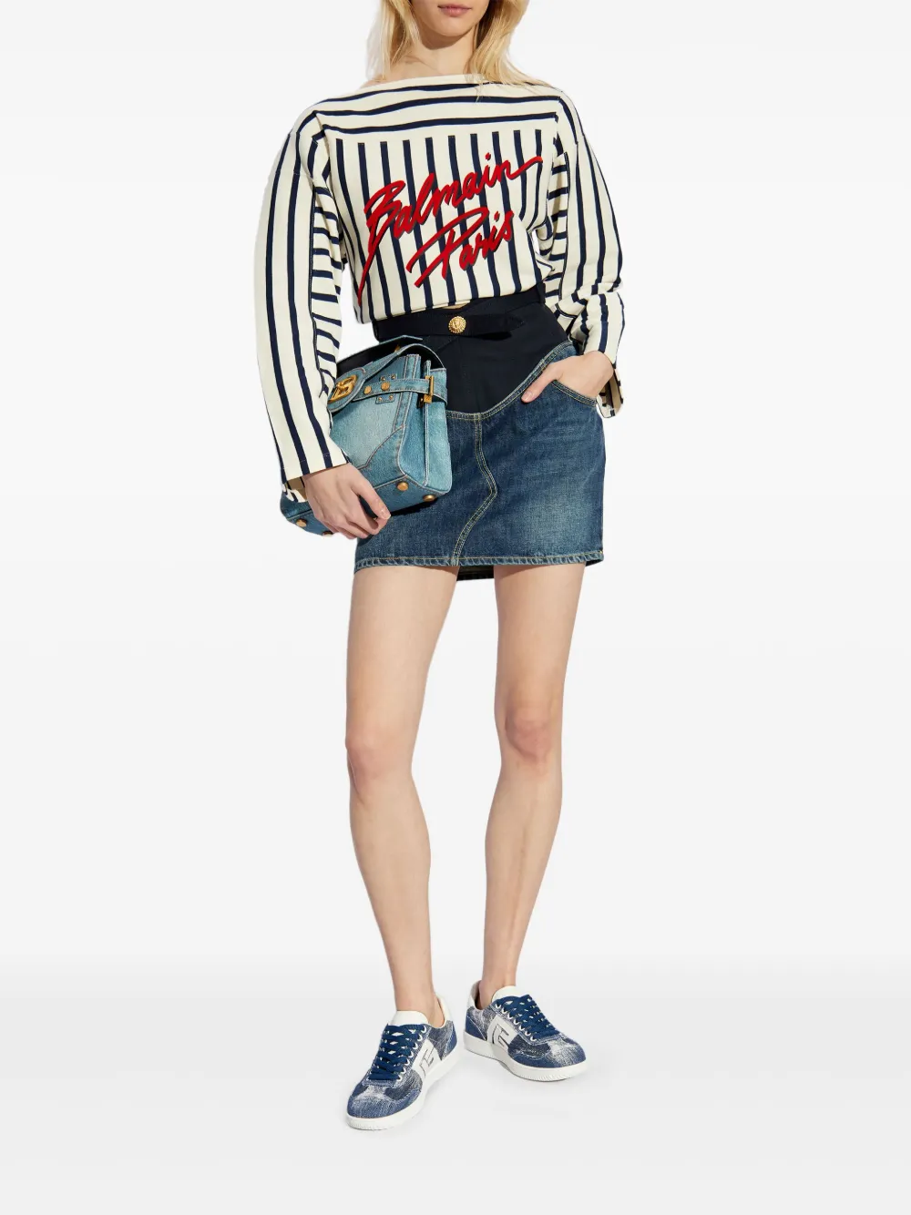 Balmain denim mini skirt - Blauw