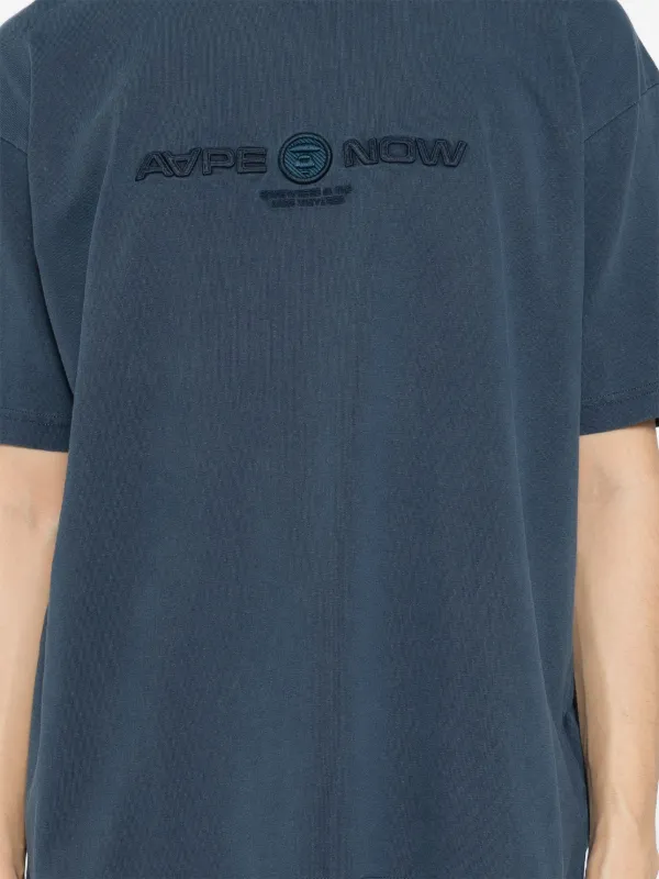 AAPE BY *A BATHING APE® Logo Embroidered T-shirt Blue FARFETCH IN