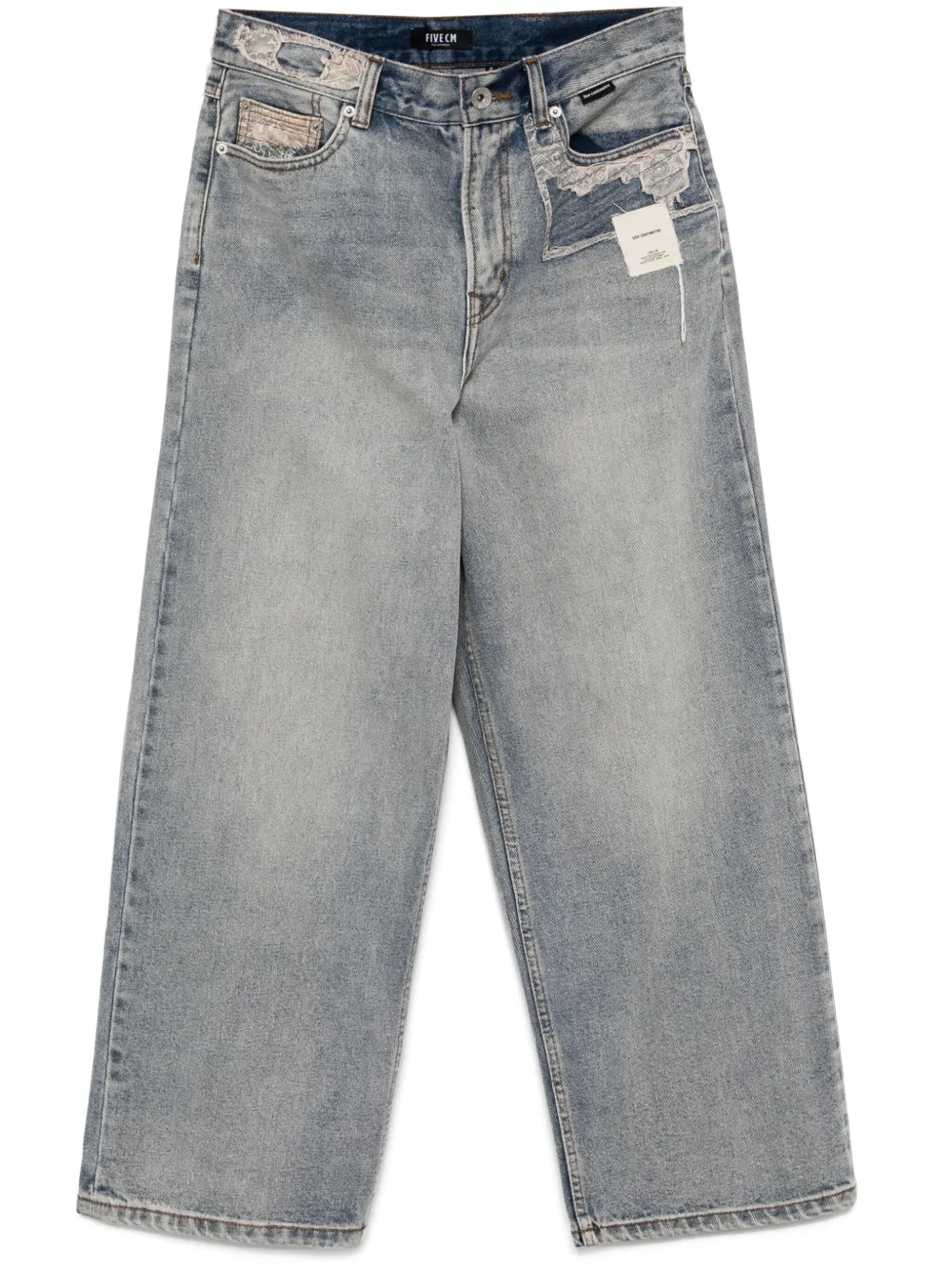 FIVE CM Jeans con design patchwork - Blu