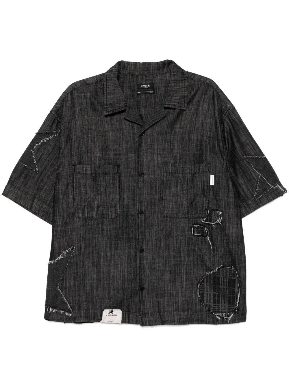 Five Cm Denim Short- Sleeves Shirt In Schwarz