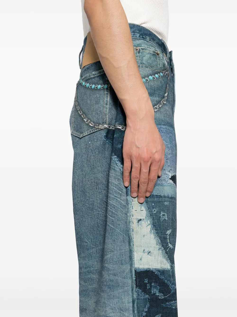 Five Cm Jeans Mit Grafischem Print In Blau