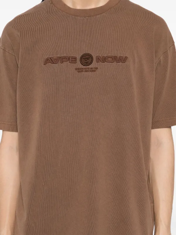 AAPE BY *A BATHING APE® Logo Embroidered T-shirt Brown FARFETCH IN