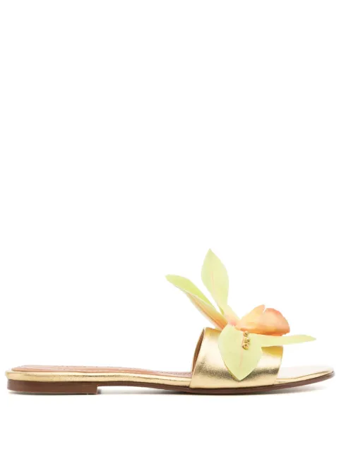 Alameda Turquesa flower leather sandals