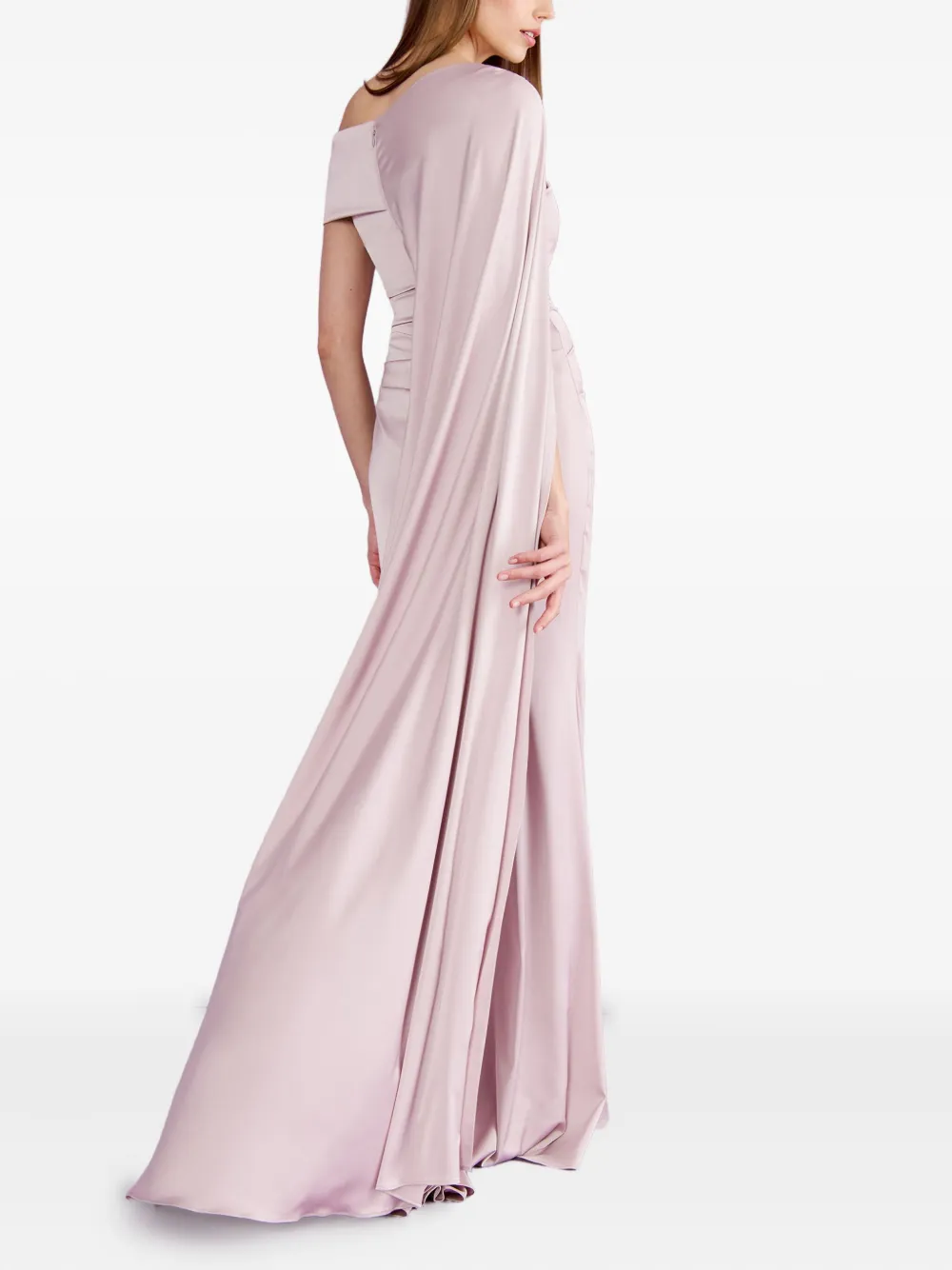 Talbot Runhof Asymmetrische avondjurk verfraaid met cape Roze