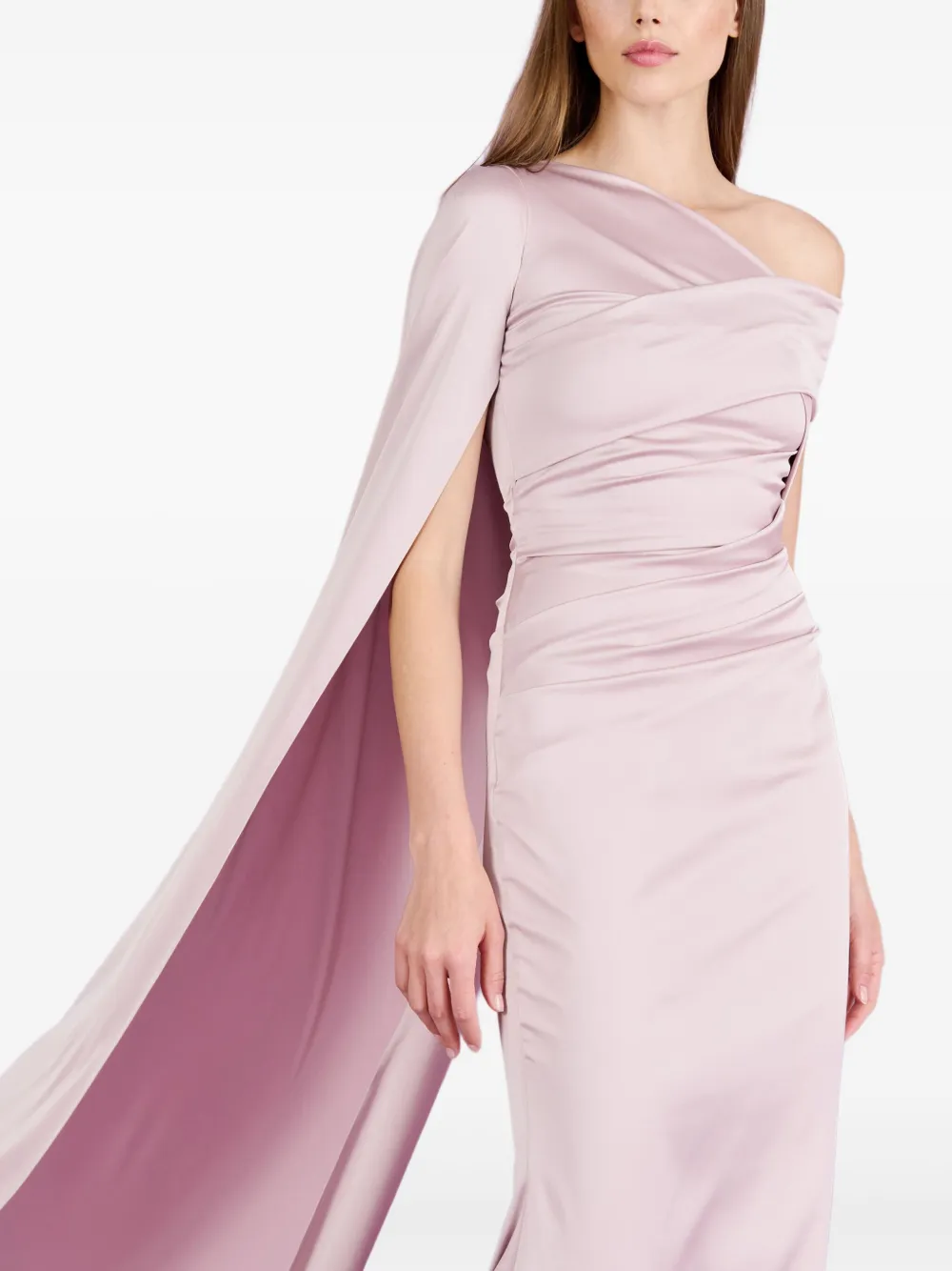 Talbot Runhof asymmetrical-neck cape-embellished gown | Pink | Image 1
