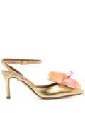 Alameda Turquesa 85mm flower leather pumps - Gold