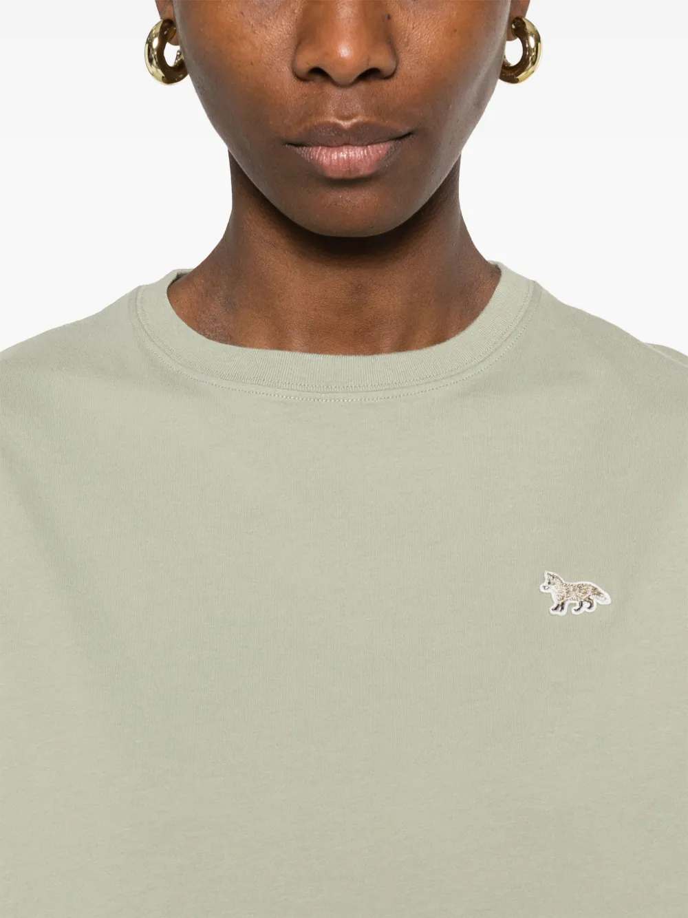 Maison Kitsuné T-shirt met vossenpatches Groen