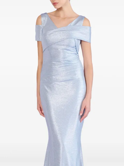 Talbot Runhof metallic-effect draped gown