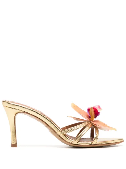 Mules en cuir à fleurs 75 mm - Alameda Turquesa - Modalova