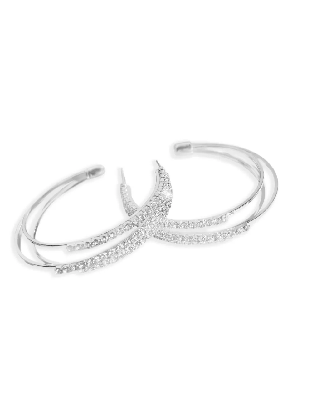 Hzmer Jewelry Rhinestone-embellished Earrings In Silver