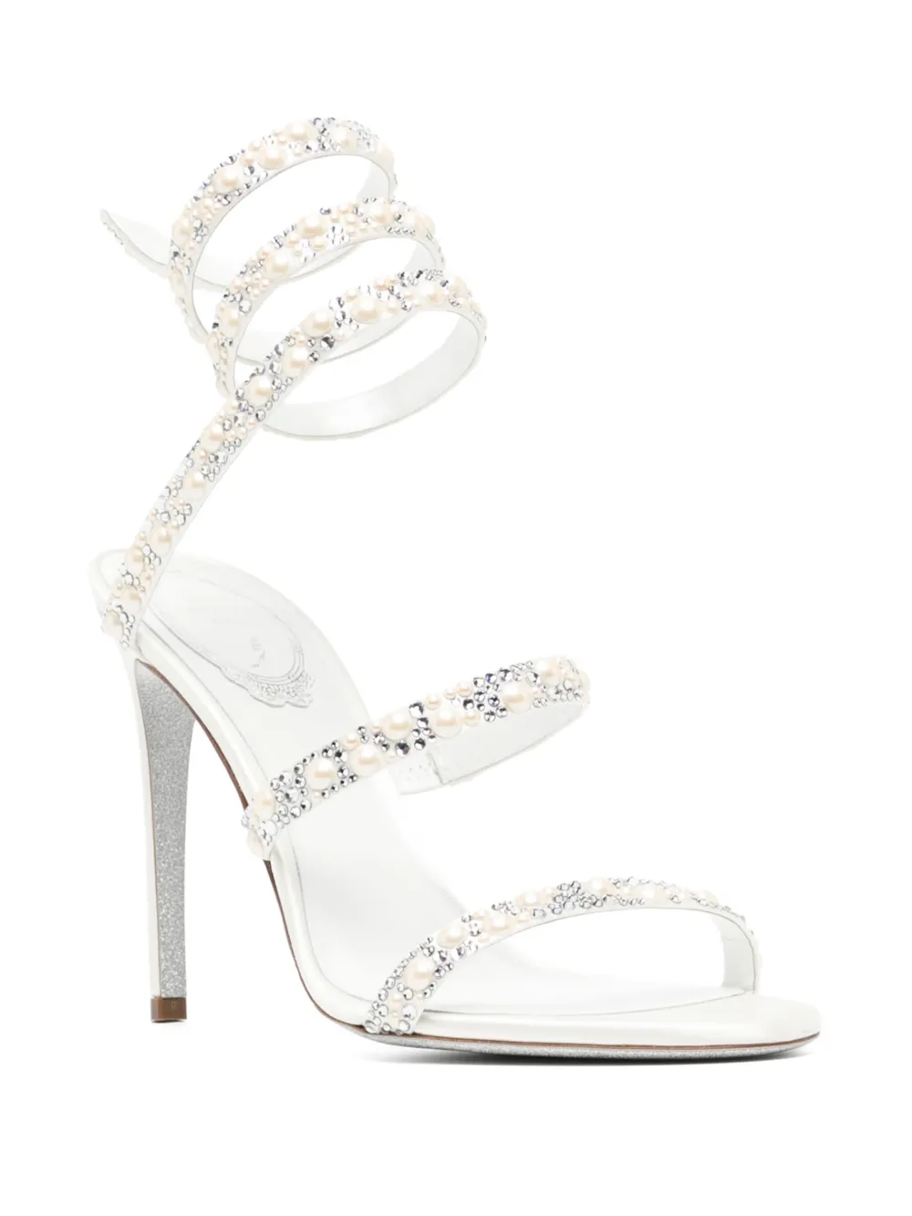 René Caovilla 110 mm Cleo sandalen met parels - Beige